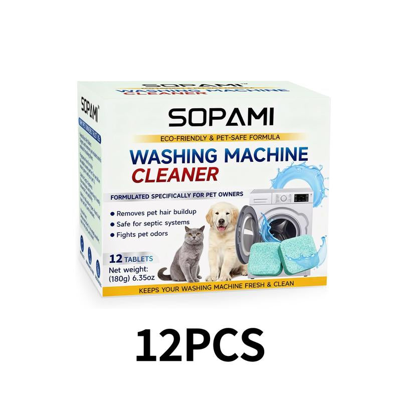 SOPAMI Eco-Friendly Washing Machine Cleaner Fights Pet Odors & Hair Build-Up for Fresh Clean Machines