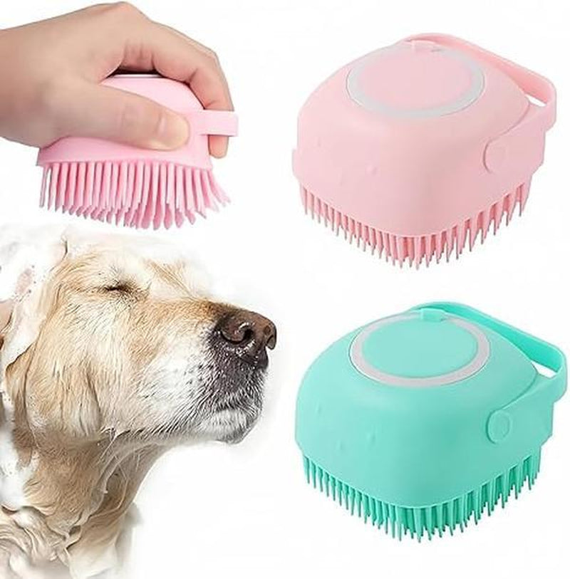 Pet Bath Brush Silicone Massage Brush with Shampoo Dispenser Ideal Bath Accessories for Dogs Cats Deerskin Thick Absorbent Pet Tow