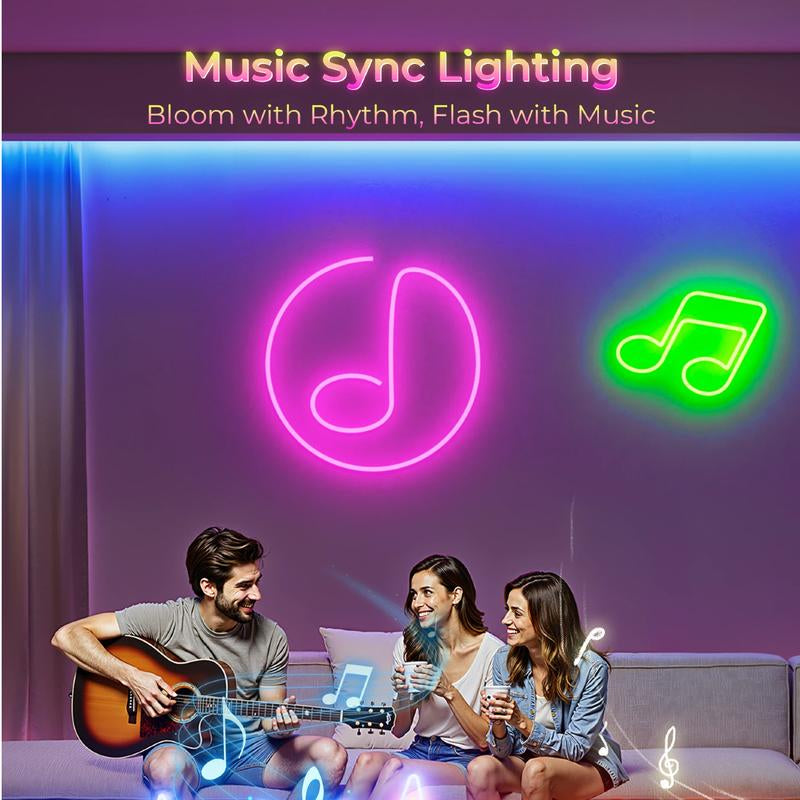 100FT Led Neon Rope Lights Strip - Flexible Led Control with App/Remote Rope Lights Multiple Modes RGB IP65 Waterproof Outdoor Neon Music Sync Gaming Strip for Christmas Outdoor Decorations
