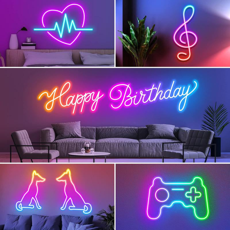 100FT Led Neon Rope Lights Strip - Flexible Led Control with App/Remote Rope Lights Multiple Modes RGB IP65 Waterproof Outdoor Neon Music Sync Gaming Strip for Christmas Outdoor Decorations