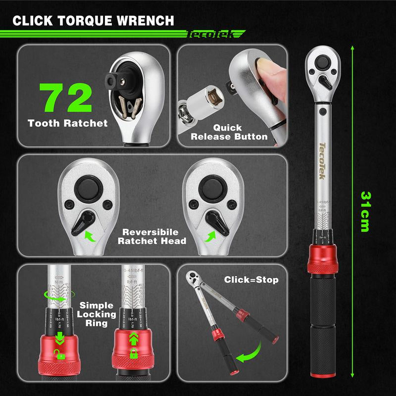 11Pcs 3/8" Drive Spark Plug Socket Set with Click Torque Wrench, Spark Plug Gapper, Universal Joint, Extension Bar, 9/16", 5/8", 3/4", 13/16", 14, 16 and 18Mm, CR-V Sockets with Rubber Rings