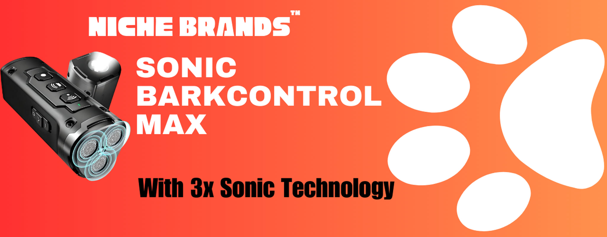 Niche Brands 50Ft Ultrasonic Dog Bark Deterrent Device with 3X Emitters - Stop Barking Now!