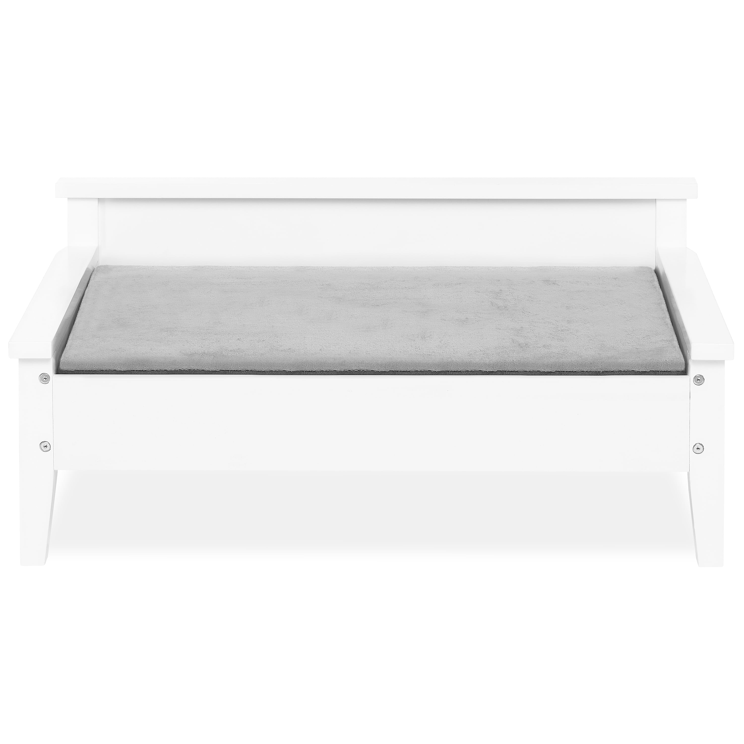 Winston White Elevated Wooden Pet Bed with Cozy Plush Mattress