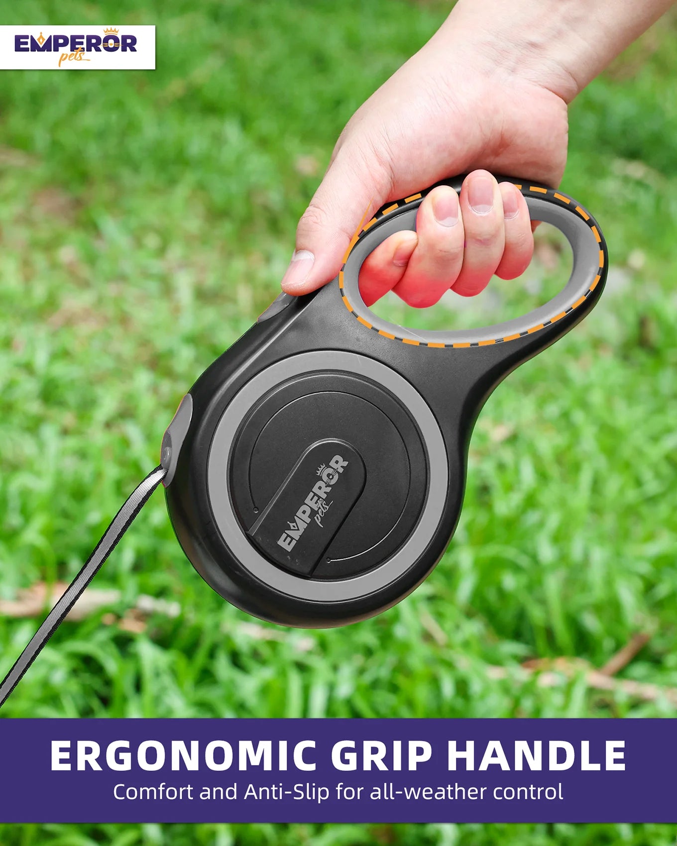 Heavy Duty 16 Ft Retractable Dog Leash for Large Dogs up to 110Lbs - Gray