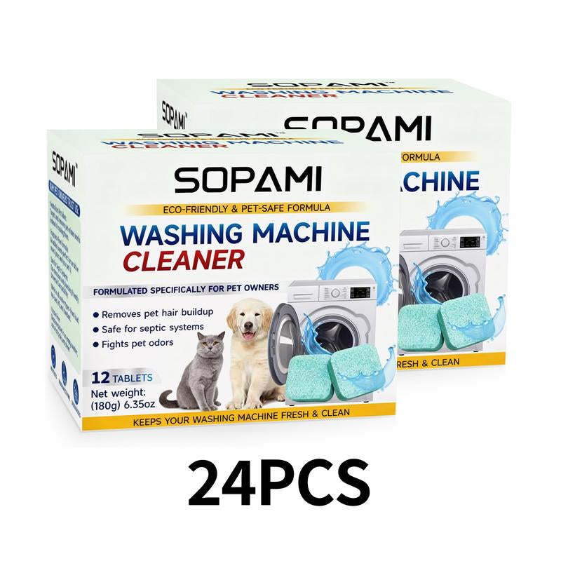 SOPAMI Eco-Friendly Washing Machine Cleaner Fights Pet Odors & Hair Build-Up for Fresh Clean Machines