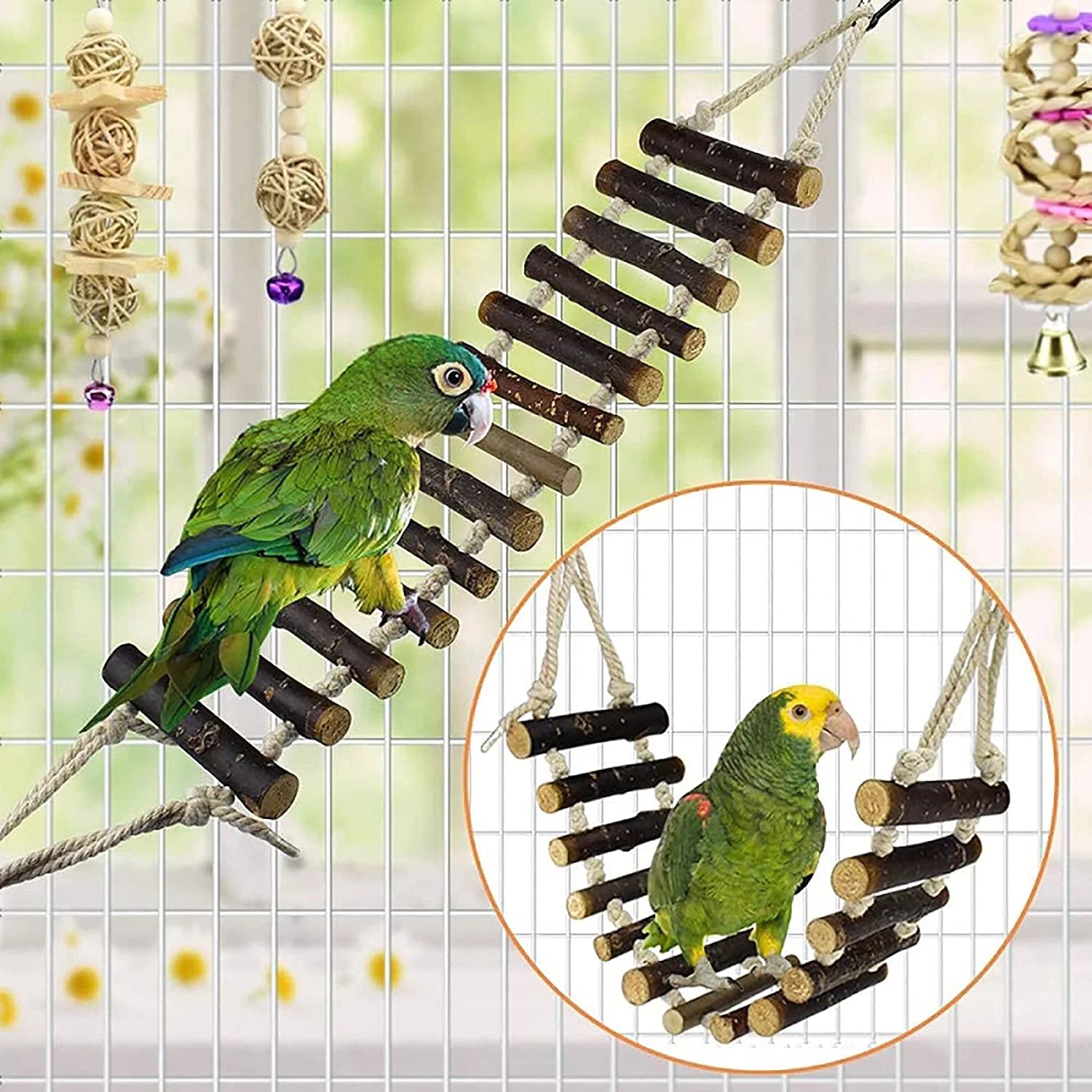 Extra Large 8 Pack Bird Toys - Fun Parakeet & Parrot Accessories for Chewing, Swinging, and Training!